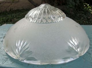 Vintage White Frosted Glass Light / Lamp Shade 10.  25 " Diam X 3.  5 " Depth Textured