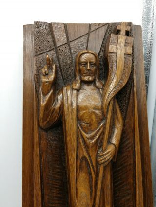 Vintage Canadian Karl Rothammer Wood Art Carving Plaque Religious 7 " X16 "