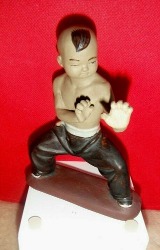 3 Student Chinese Tai Chi Mudman Mud Men Shaolin Figurines Stamped Numbered 3