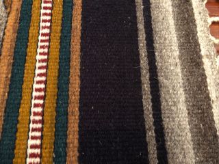Vintage Mexican Wool Rug Wall Hanging Fringe Multicolor Southwest 23” x 38” 2