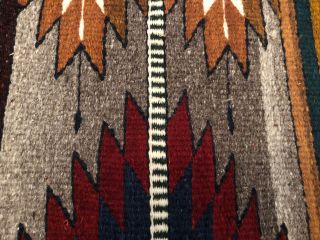 Vintage Mexican Wool Rug Wall Hanging Fringe Multicolor Southwest 23” x 38” 3