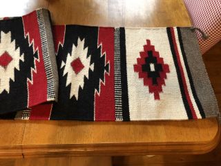 8 Foot Red Black Cream Gray Woven El Paso Native American Saddle Blanket 2