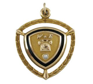 Western Electric Company 10k Gold Filled Diamond Service Award Pendant Charm Vtg