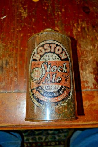 Rare Boston Stock Ale Quart Cone Top Beer Can