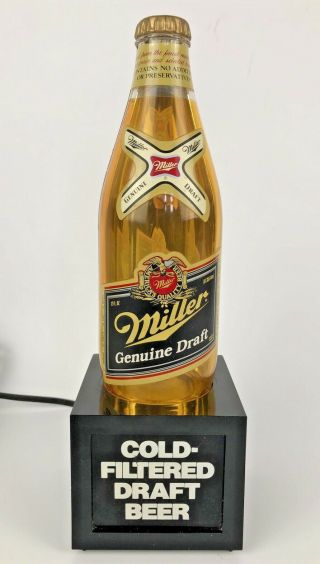 Miller Draft Mgd Beer Bottle Light Up Display Advertising Vintage 1987