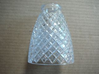 Vintage Clear Glass Diamond Cut Pattern 5 " Ceiling Fixture Shade - 2.  25 " Fitter