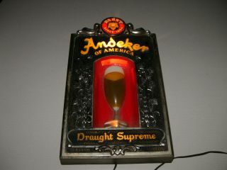Vintage Andeker Pabst Draught Supreme Lighted Beer Sign With Glass Mancave Bar