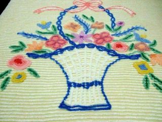 Vintage Lovely White Chenille on a Yellow Background Bedspread 3