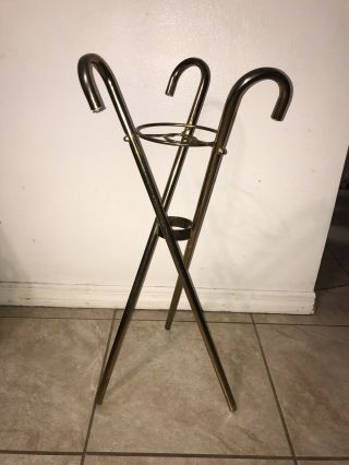 Vintage Brass Plated Walking Cane / Umbrella Stand Holder