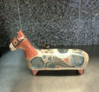 Vintage Tonala Mexican Pottery Folk Art Horse Figurine Hand Painted Figurine
