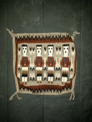 Vintage Native American Navajo Indian 4 Faced YEI Wool Rug Lorraine Thomas 2