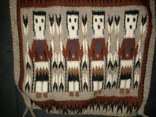 Vintage Native American Navajo Indian 4 Faced YEI Wool Rug Lorraine Thomas 3