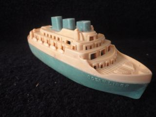 Vintage Renwal Plastic Toy Ocean Liner No.  138 Made In Usa Green White Ship