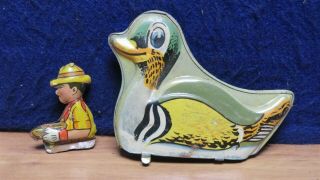Vintage Tin Plate Toy Litho Duck And Driver Parts 595219