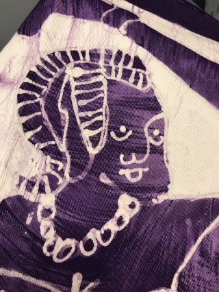 African Theme Batik Wall Art Purple Tribal Music Dancing Drum Cotton Wax 32”x60” 2