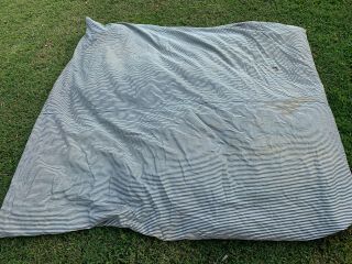 Vintage Narrow Blue Stripe Ticking Feather Bed 2