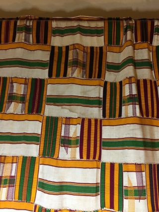 Vintage Authentic African Ashanti Kente Handwoven Cloth Ghana Vegetable Dyes 2