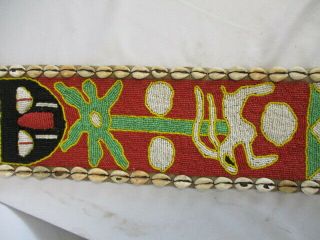 Vintage Hand Made African Beaded Nigerian Sash w/Cowrie Shells 3