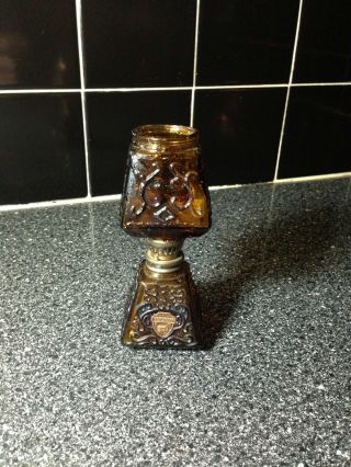 Vintage Lincolns Boyhood Home Miniature Amber Brown Glass Kerosene Oil Lamp