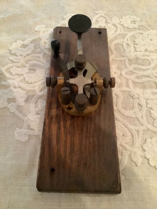 Vintage J.  H.  Bunnell Telegraph Key Mounted On Wood Board Legless Key 2a