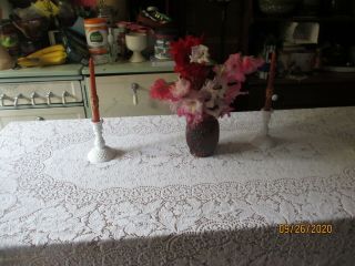 Vtg Cotton Scottish Lace Tablecloth - 55 x 96 Oblong - Rectangle - Ivory stunn 3