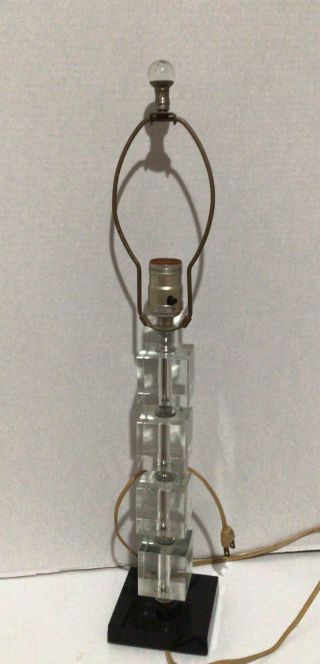 Vtg Art Deco Mcm Stacked Glass Cubes Table Lamp