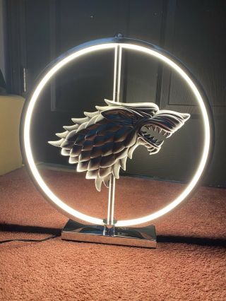 Authentic Hbo Game Of Thrones Led House Stark Crest Table Lamp 14 " Desk Light