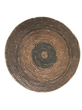 Old Native American Coil Basket Tray 13” In Diameter