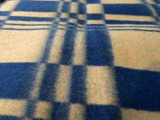 Vintage Wool Blend Blue White plaid Blanket 60 X 80 European Polish HEAVY WARM 2