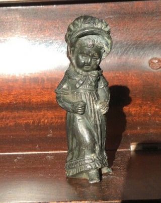 Rare Vintage Antique Cast Lead Bonnet Girl Doll Figurine 3 1/4”