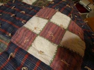 Vintage Wool 9 Patch Quilt full Sized Very heavy 3