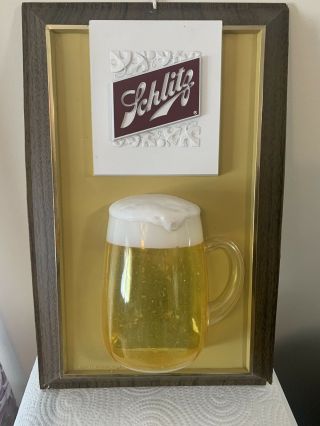 Vintage 13 2/4”x 8 3/4” Schlitz Beer Bar Alcohol Plastic Advertising Sign