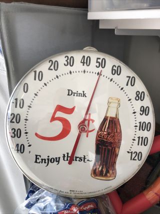Vintage Coca Cola Round Wall Thermometer