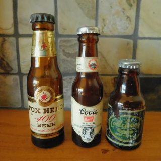 Vtg.  SET of 6 DIFFERENT EMPTY MINIATURE BEER BOTTLES / LABELS ALL INTACT 3
