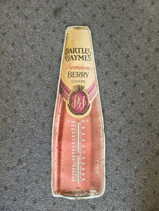 Vintage Bartles & Jaymes Premium Berry Cooler Metal Thermometer 9x29
