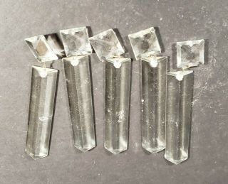 Vintage Set Of 5 Lamp Crystals Prisms 5 " Long