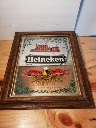 Vintage Heineken Beer Mirrored Bar Sign 18 " X 15 "