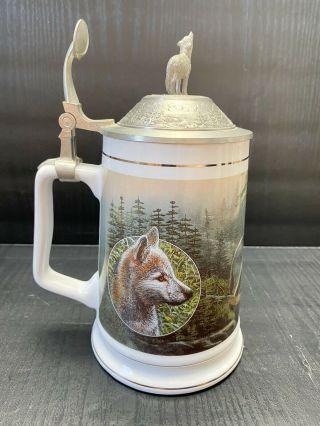 Longton Crown “call Of The Wild” Stein Tankard By Kevin Daniel Timber Wolf