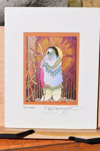 Signed Print By Hopi Artist David Dawangyumptewa " Sunburst " - 1993