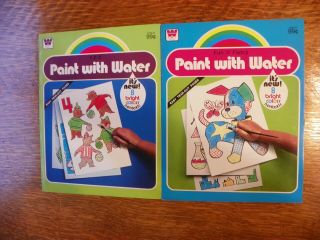 2 Vintage Whitman Paint With Water Coloring Books 1980 