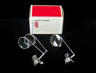 Vintage Bausch & Lomb Single 3.  3x & Double 4x - 7x Lens Clip - On Magnifier Loupes
