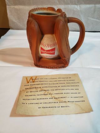 1995 Budweiser - Baseball Mitt & Ball Beer Stein / Mug - Play Ball