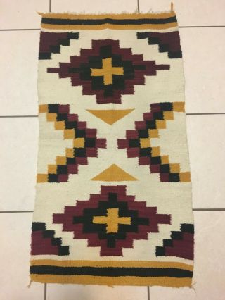 Navajo Weaving Small Rug 4 Color 38 X 21 "