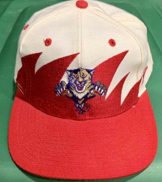 Euc Vintage 90s Florida Panthers Logo Athletic Sharktooth Snapback Hat Cap Nhl