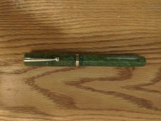 Vintage Sheaffer Lifetime Flatop Fountain Pen Jade Green White Dot Vg