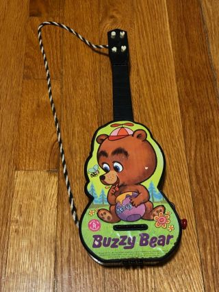Vintage 1968 Mattel Buzzy Bear Guitar Music Maker Toys