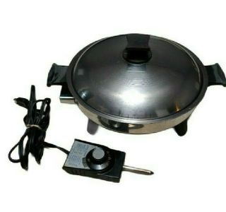 Vintage Rena Ware Stainless Steel Electric Skillet Completely Immersible Usa