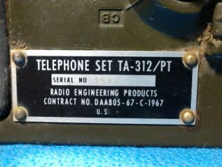 Vintage Military Field Telephone Set TA - 312/PT Radio Engineering Products Army 2