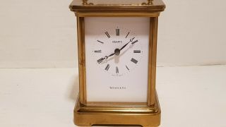Vintage Tiffany & Co.  Swiss Made Brass/quartz Desk Carriage Clock