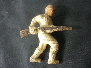 Old Vtg Collectible Cast Iron Soldier Figure Figurine With Rifle Gun Walking
